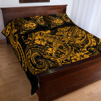 Hawaii Shark Quilt Bed Set Polynesian Pattern Gold Version - Wonder Print Shop