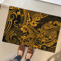 Hawaii Shark Rubber Doormat Polynesian Pattern Gold Version - Wonder Print Shop