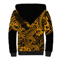 Hawaii Shark Sherpa Hoodie Polynesian Pattern Gold Version - Wonder Print Shop