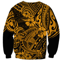 Hawaii Shark Sweatshirt Polynesian Pattern Gold Version - Wonder Print Shop