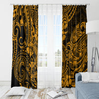 Hawaii Shark Window Curtain Polynesian Pattern Gold Version - Wonder Print Shop