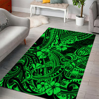 Hawaii Shark Area Rug Polynesian Pattern Green Version - Wonder Print Shop