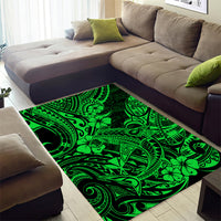 Hawaii Shark Area Rug Polynesian Pattern Green Version - Wonder Print Shop
