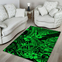 Hawaii Shark Area Rug Polynesian Pattern Green Version - Wonder Print Shop