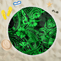 Hawaii Shark Beach Blanket Polynesian Pattern Green Version - Wonder Print Shop