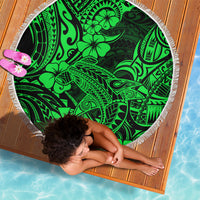 Hawaii Shark Beach Blanket Polynesian Pattern Green Version - Wonder Print Shop