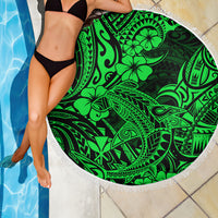 Hawaii Shark Beach Blanket Polynesian Pattern Green Version - Wonder Print Shop