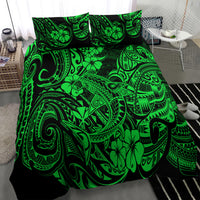 Hawaii Shark Bedding Set Polynesian Pattern Green Version - Wonder Print Shop