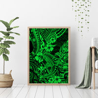 Hawaii Shark Canvas Wall Art Polynesian Pattern Green Version - Wonder Print Shop