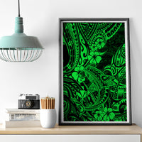 Hawaii Shark Canvas Wall Art Polynesian Pattern Green Version - Wonder Print Shop