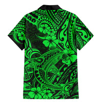 Hawaii Shark Family Matching Mermaid Dress and Hawaiian Shirt Polynesian Pattern Green Version - Wonder Print Shop