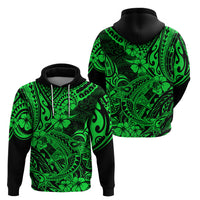 Hawaii Shark Hoodie Polynesian Pattern Green Version - Wonder Print Shop