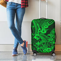Hawaii Shark Luggage Cover Polynesian Pattern Green Version - Wonder Print Shop
