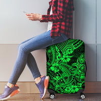 Hawaii Shark Luggage Cover Polynesian Pattern Green Version - Wonder Print Shop