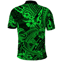 Hawaii Shark Polo Shirt Polynesian Pattern Green Version - Wonder Print Shop