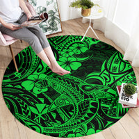 hawaii-shark-round-carpet-polynesian-pattern-green-version