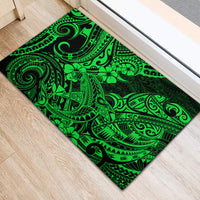 Hawaii Shark Rubber Doormat Polynesian Pattern Green Version - Wonder Print Shop