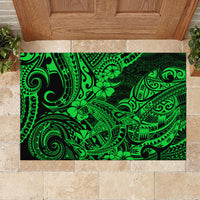 Hawaii Shark Rubber Doormat Polynesian Pattern Green Version - Wonder Print Shop