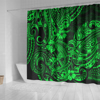 hawaii-shark-shower-curtain-polynesian-pattern-green-version