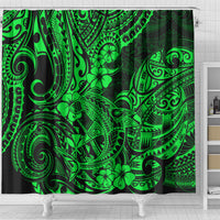 hawaii-shark-shower-curtain-polynesian-pattern-green-version