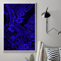 Hawaii Shark Canvas Wall Art Polynesian Pattern Navy Blue Version - Wonder Print Shop