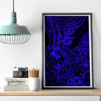 Hawaii Shark Canvas Wall Art Polynesian Pattern Navy Blue Version - Wonder Print Shop