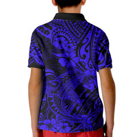 Hawaii Shark Kid Polo Shirt Polynesian Pattern Navy Blue Version - Wonder Print Shop