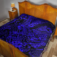 Hawaii Shark Quilt Polynesian Pattern Navy Blue Version - Wonder Print Shop