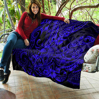 Hawaii Shark Quilt Polynesian Pattern Navy Blue Version - Wonder Print Shop