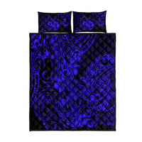 Hawaii Shark Quilt Bed Set Polynesian Pattern Navy Blue Version - Wonder Print Shop