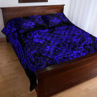 Hawaii Shark Quilt Bed Set Polynesian Pattern Navy Blue Version - Wonder Print Shop