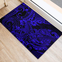 Hawaii Shark Rubber Doormat Polynesian Pattern Navy Blue Version - Wonder Print Shop