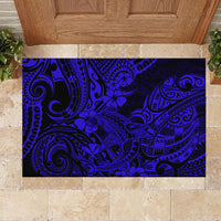 Hawaii Shark Rubber Doormat Polynesian Pattern Navy Blue Version - Wonder Print Shop
