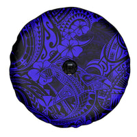 Hawaii Shark Spare Tire Cover Polynesian Pattern Navy Blue Version - Wonder Print Shop