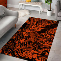 Hawaii Shark Area Rug Polynesian Pattern Orange Version - Wonder Print Shop