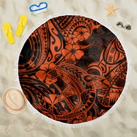 Hawaii Shark Beach Blanket Polynesian Pattern Orange Version - Wonder Print Shop