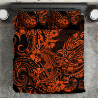 Hawaii Shark Bedding Set Polynesian Pattern Orange Version - Wonder Print Shop