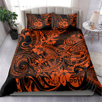 Hawaii Shark Bedding Set Polynesian Pattern Orange Version - Wonder Print Shop