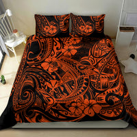 Hawaii Shark Bedding Set Polynesian Pattern Orange Version - Wonder Print Shop