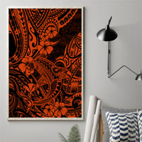 Hawaii Shark Canvas Wall Art Polynesian Pattern Orange Version - Wonder Print Shop