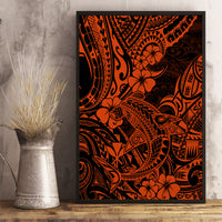 Hawaii Shark Canvas Wall Art Polynesian Pattern Orange Version - Wonder Print Shop