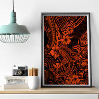 Hawaii Shark Canvas Wall Art Polynesian Pattern Orange Version - Wonder Print Shop