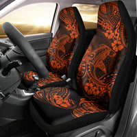 Hawaii Shark Car Seat Cover Polynesian Pattern Orange Version - Wonder Print Shop