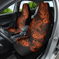 Hawaii Shark Car Seat Cover Polynesian Pattern Orange Version - Wonder Print Shop