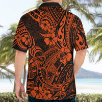Hawaii Shark Hawaiian Shirt Polynesian Pattern Orange Version - Wonder Print Shop