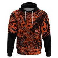 Hawaii Shark Hoodie Polynesian Pattern Orange Version - Wonder Print Shop