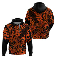 Hawaii Shark Hoodie Polynesian Pattern Orange Version - Wonder Print Shop