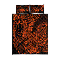 Hawaii Shark Quilt Bed Set Polynesian Pattern Orange Version - Wonder Print Shop