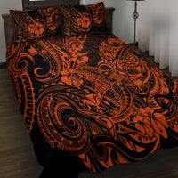 Hawaii Shark Quilt Bed Set Polynesian Pattern Orange Version - Wonder Print Shop