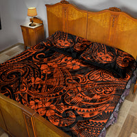 Hawaii Shark Quilt Bed Set Polynesian Pattern Orange Version - Wonder Print Shop